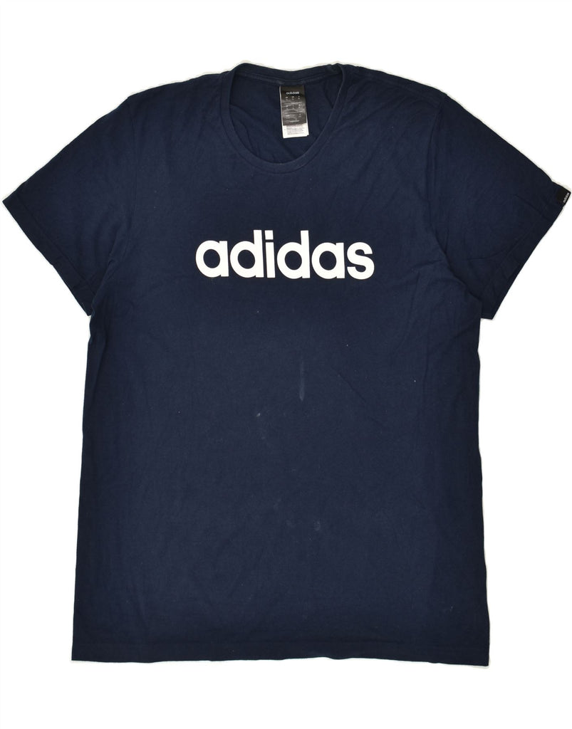 ADIDAS Mens Graphic T-Shirt Top XL Navy Blue Cotton | Vintage Adidas | Thrift | Second-Hand Adidas | Used Clothing | Messina Hembry 