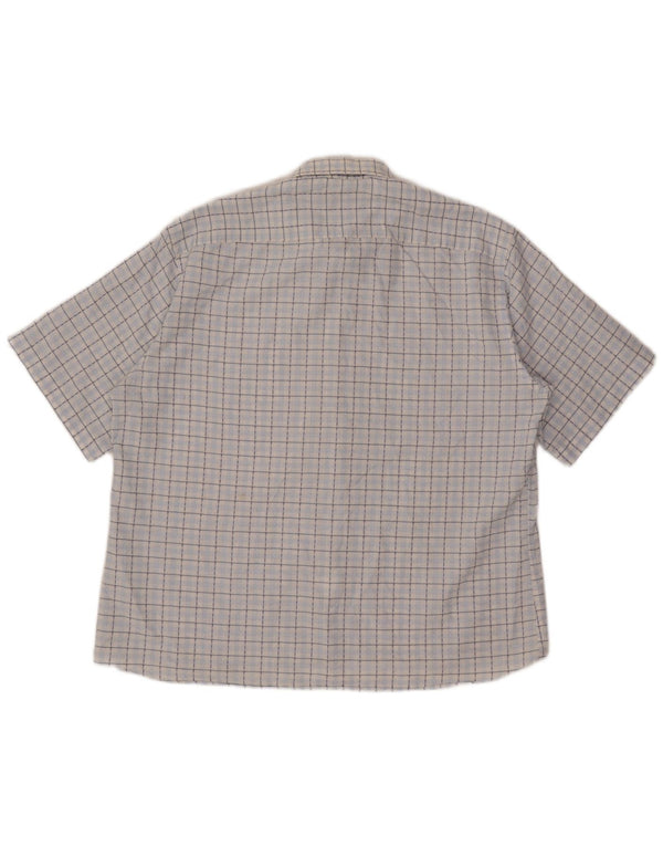 Pierre Cardin Mens Short Sleeve Shirt Size 43 Large Blue Check
