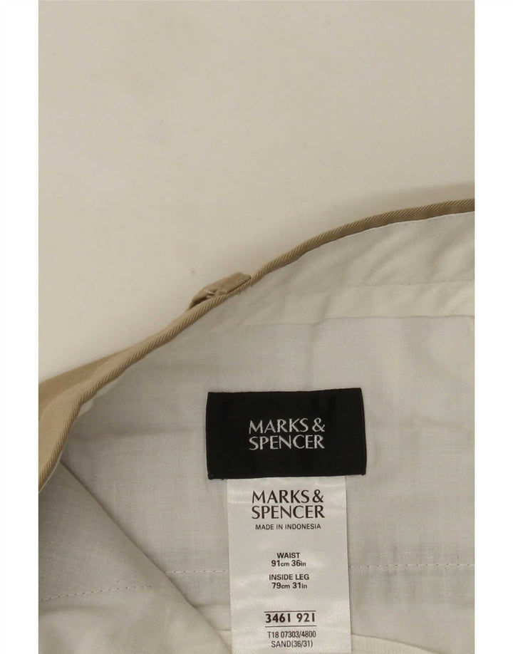 Marks & Spencer Mens Pegged Suit Trousers W36 L31 Beige Polyester