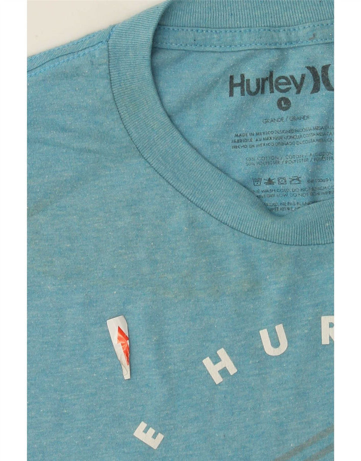Hurley Mens Graphic T-Shirt Top Large Blue Cotton
