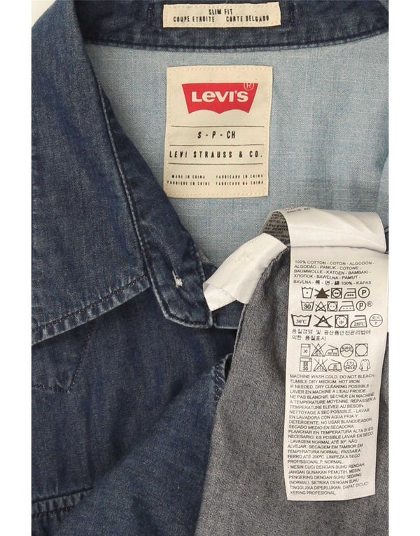 Levi's Mens Slim Fit Denim Shirt Small Navy Blue Cotton