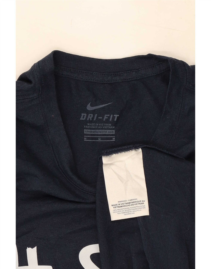 Nike Mens Dri Fit Graphic T-Shirt Top Medium Navy Blue Polyester