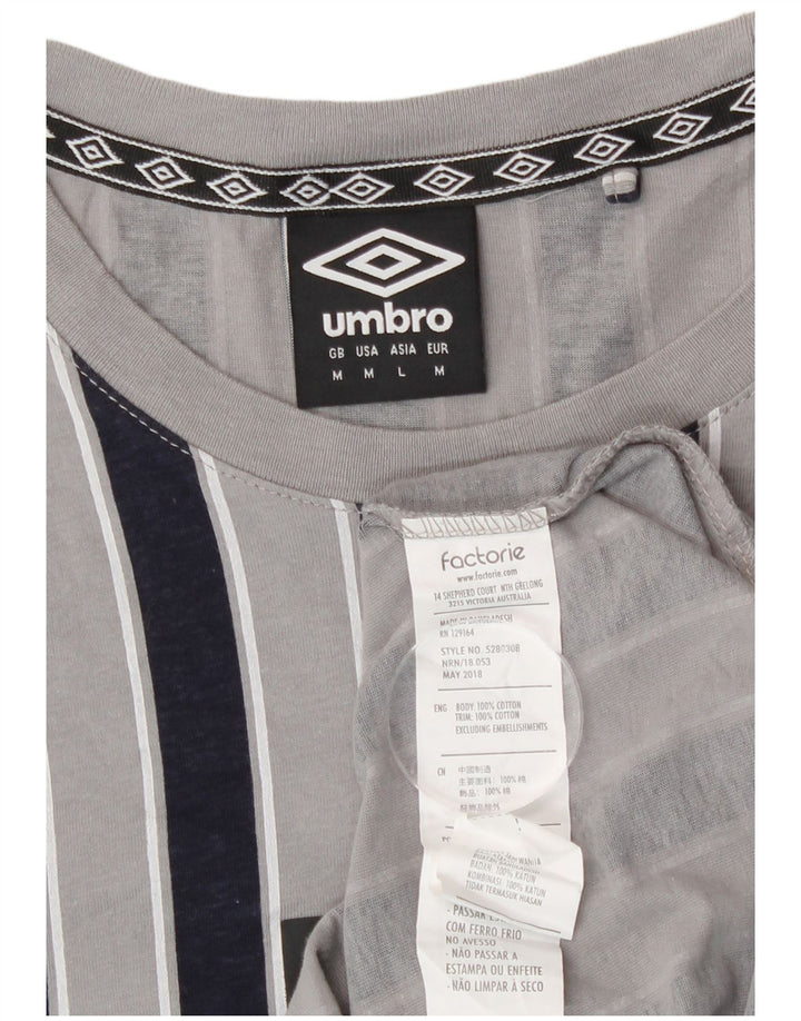 Umbro Mens Graphic Top Long Sleeve  Medium Grey Striped Cotton