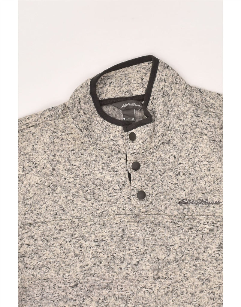 EDDIE BAUER Mens Button Neck Jumper Sweater Medium Grey Flecked Cotton | Vintage Eddie Bauer | Thrift | Second-Hand Eddie Bauer | Used Clothing | Messina Hembry 