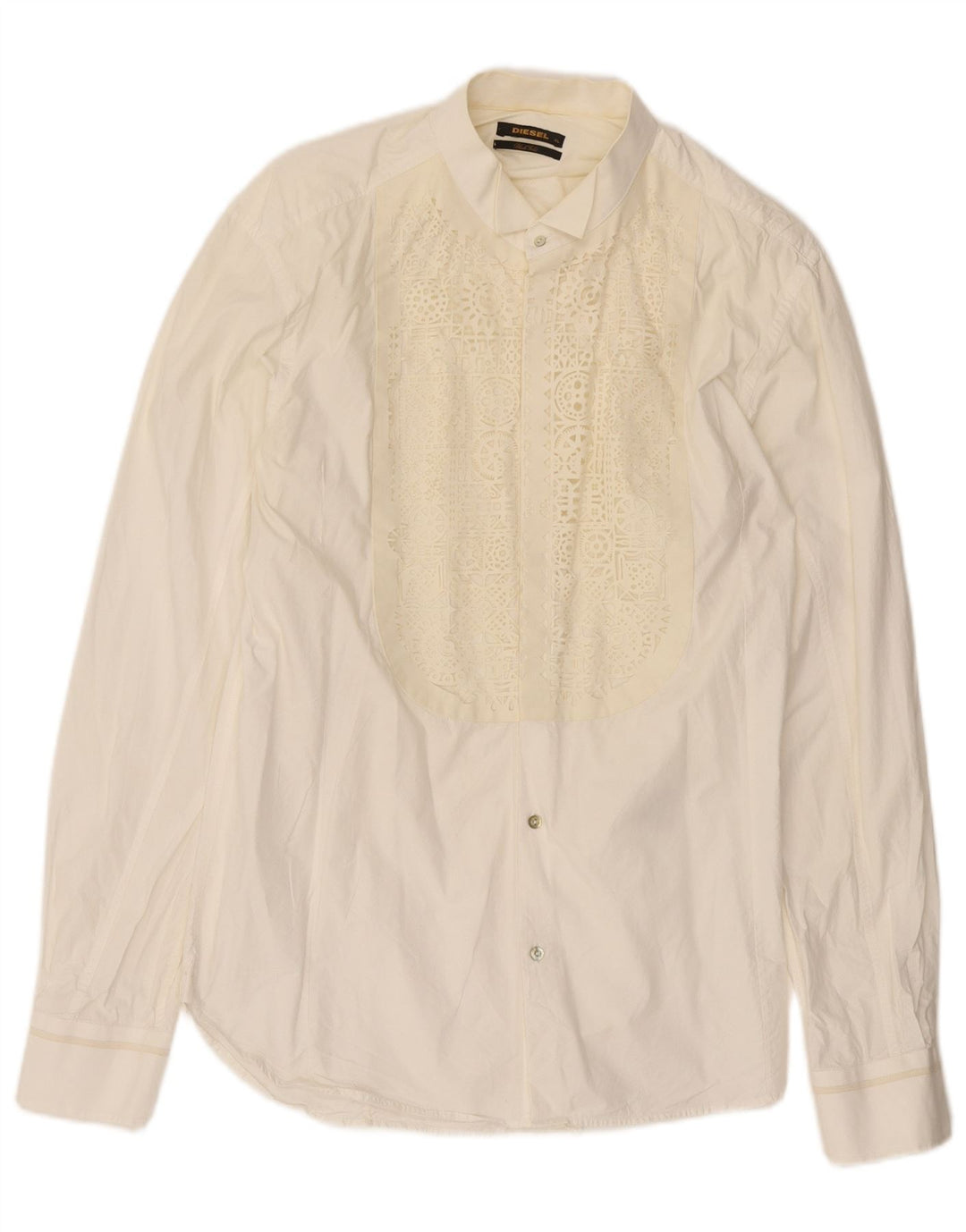 DIESEL Mens Tuxedo Shirt XL White Geometric Cotton