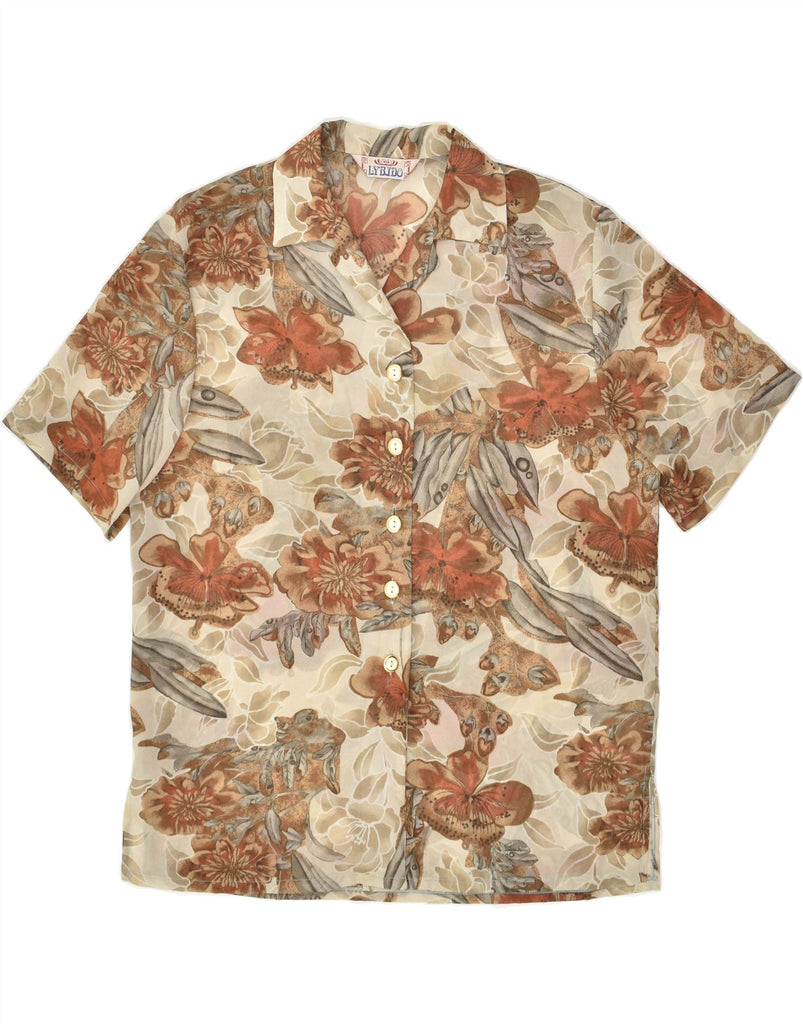 VINTAGE Womens See Through Short Sleeve Shirt UK 18 XL Brown Floral | Vintage Vintage | Thrift | Second-Hand Vintage | Used Clothing | Messina Hembry 