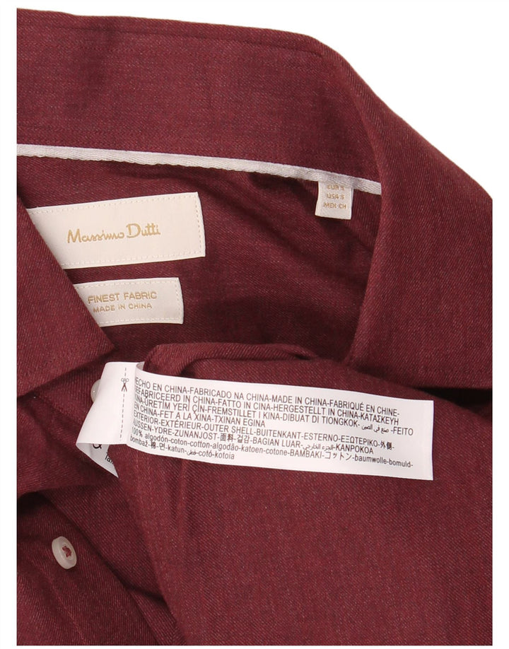Massimo Dutti Mens Shirt Small Burgundy Cotton