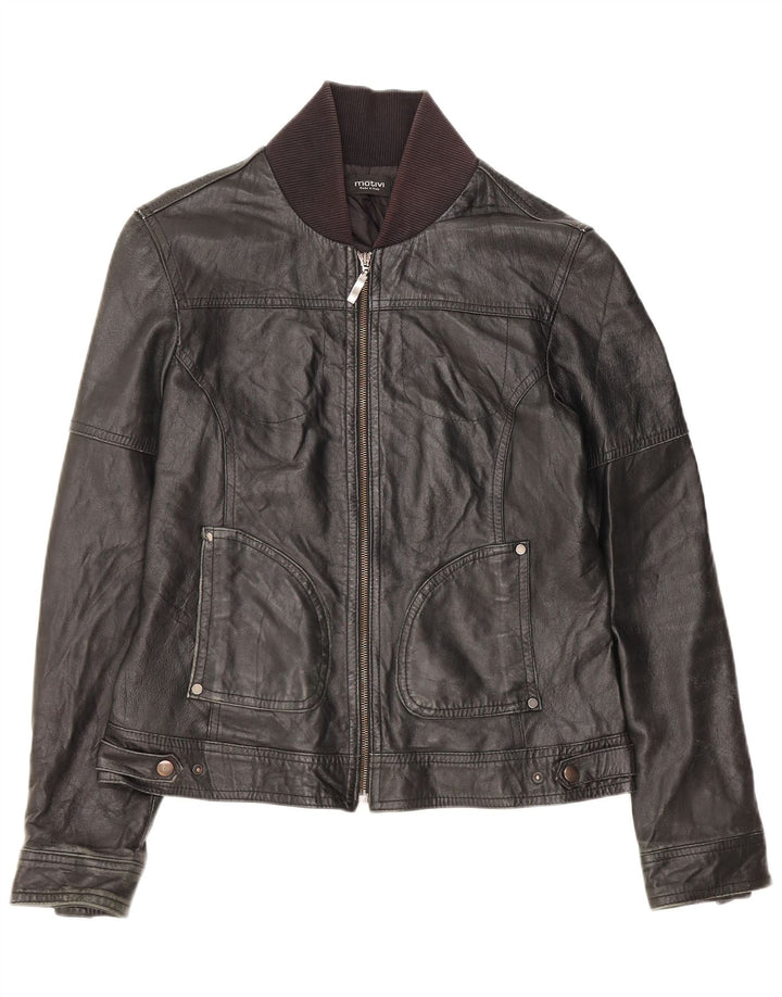 MOTIVI Womens Leather Jacket UK 14 Medium Black