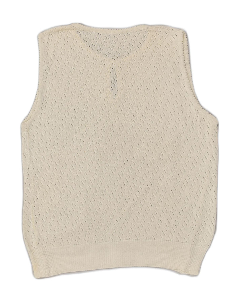 VINTAGE Womens See Through Knit Vest Top UK 12 Medium White Cotton | Vintage Vintage | Thrift | Second-Hand Vintage | Used Clothing | Messina Hembry 