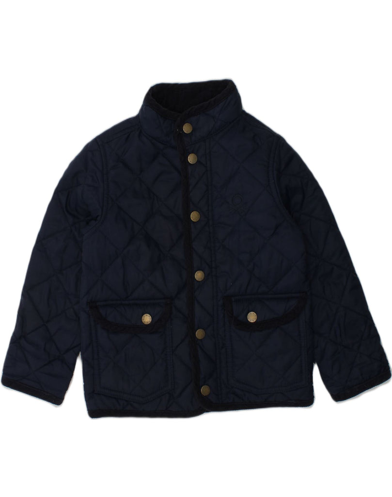 BENETTON Boys Quilted Jacket 3-4 Years 2XS Navy Blue Nylon | Vintage Benetton | Thrift | Second-Hand Benetton | Used Clothing | Messina Hembry 