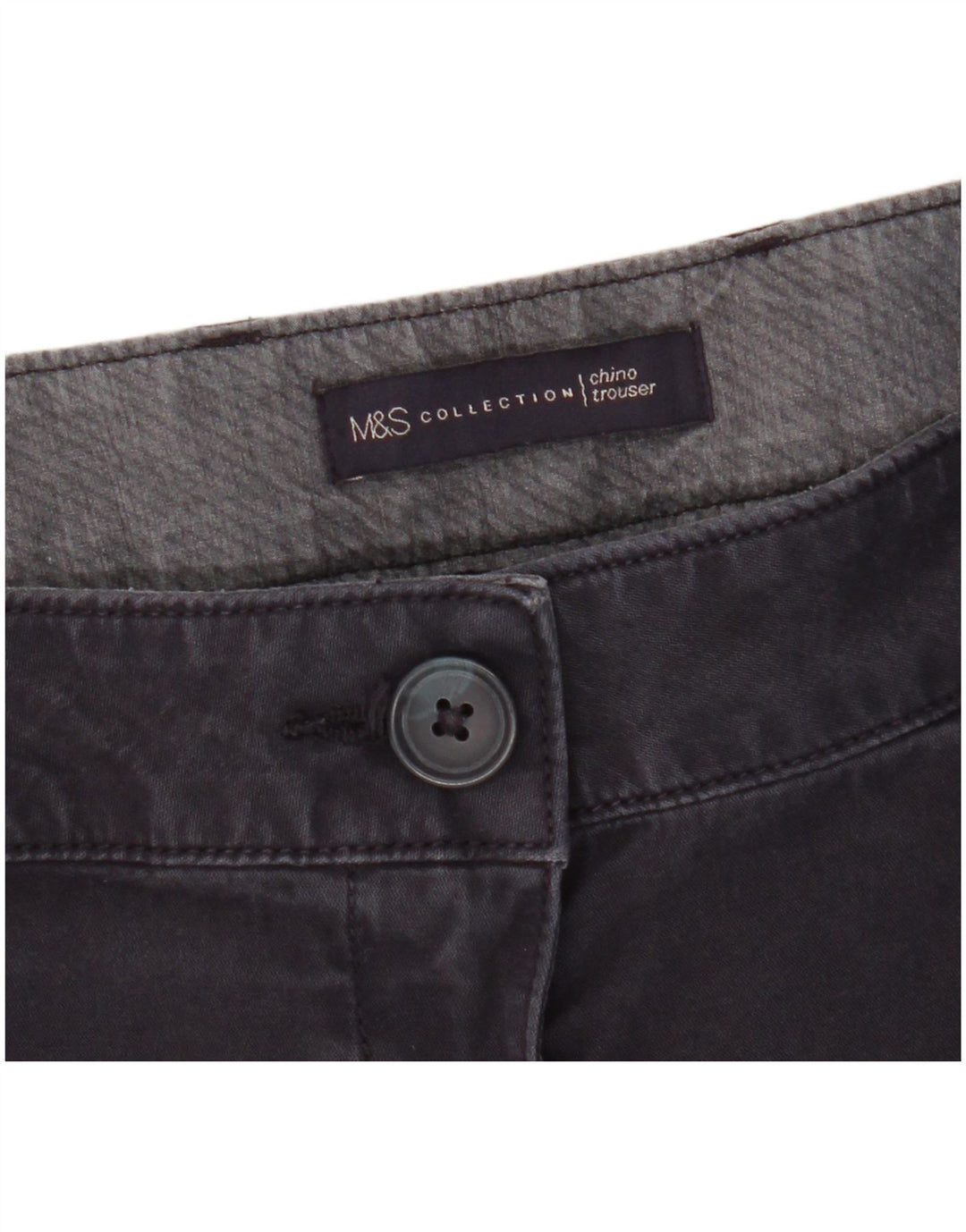 Marks & Spencer Womens Straight Chino Trousers W38 L28 Navy Blue