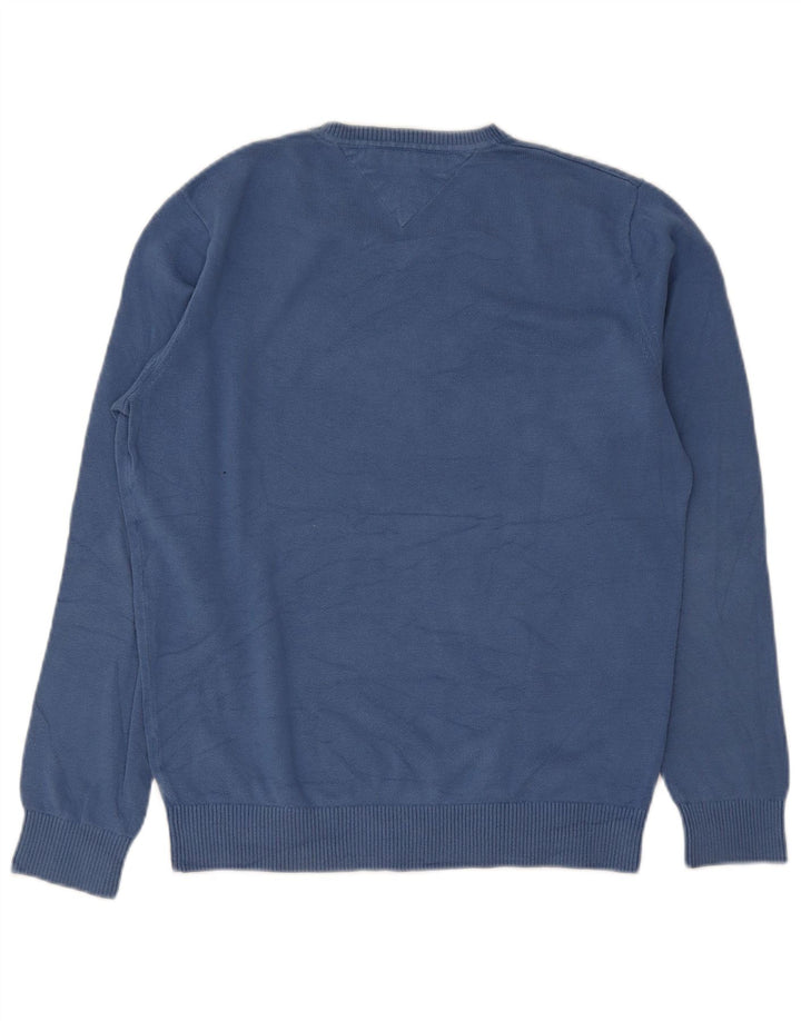 Tommy Hilfiger Mens V-Neck Jumper Sweater Medium Blue Cotton