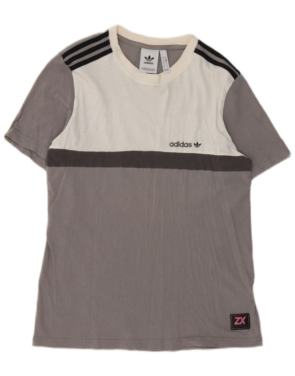 Adidas Mens T-Shirt Top Small Grey Colourblock Cotton