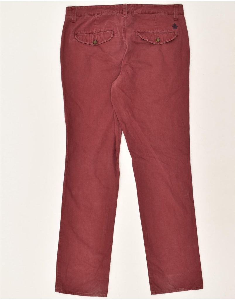 PENGUIN Mens Slim Chino Trousers W32 L31 Burgundy Cotton | Vintage Penguin | Thrift | Second-Hand Penguin | Used Clothing | Messina Hembry 