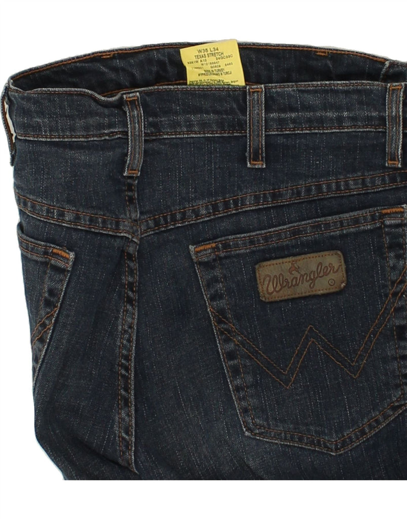 WRANGLER Mens Texas Stretch Straight Jeans W35 L34  Navy Blue Cotton | Vintage Wrangler | Thrift | Second-Hand Wrangler | Used Clothing | Messina Hembry 