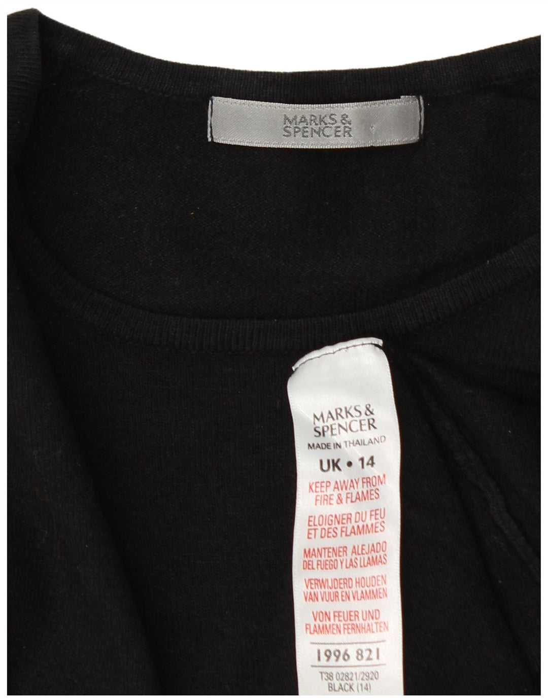 Marks & Spencer Womens Crop Boat Neck Jumper Sweater UK 14 Medium Black