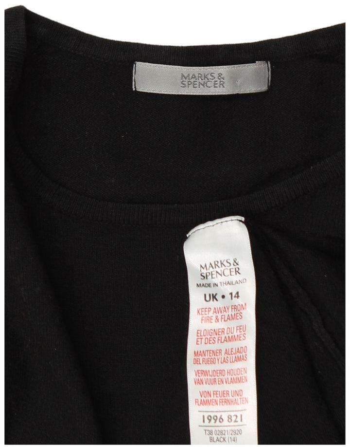 Marks & Spencer Womens Crop Boat Neck Jumper Sweater UK 14 Medium Black