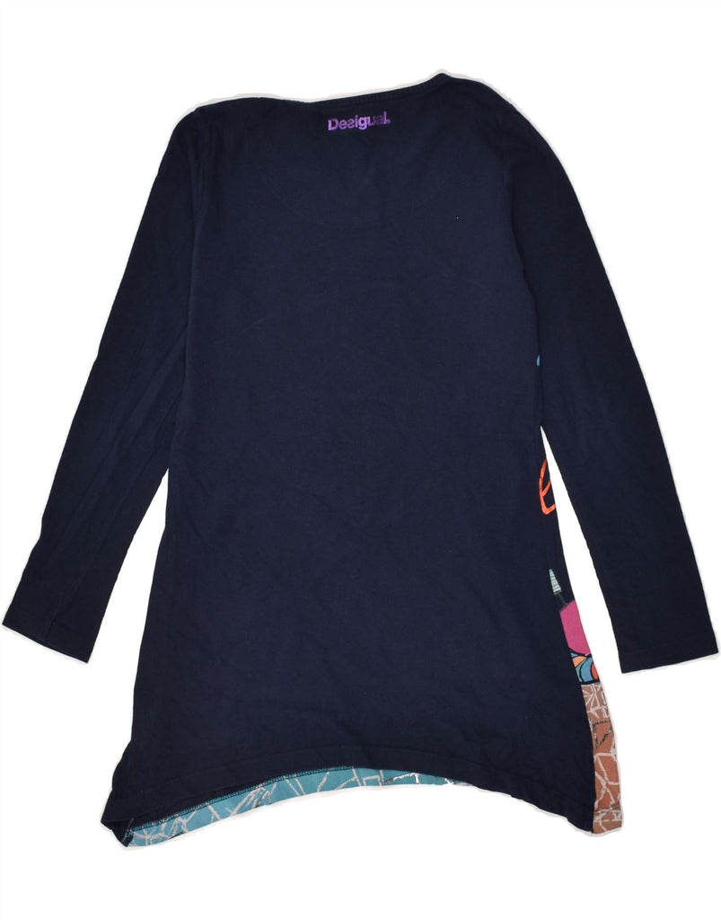 DESIGUAL Girls Graphic Long Sleeve Tunic Top 9-10 Years Navy Blue | Vintage Desigual | Thrift | Second-Hand Desigual | Used Clothing | Messina Hembry 