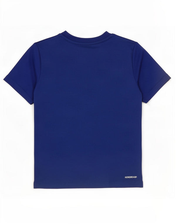 Adidas Boys Aeroready T-Shirt Top 8-9 Years Blue Polyester