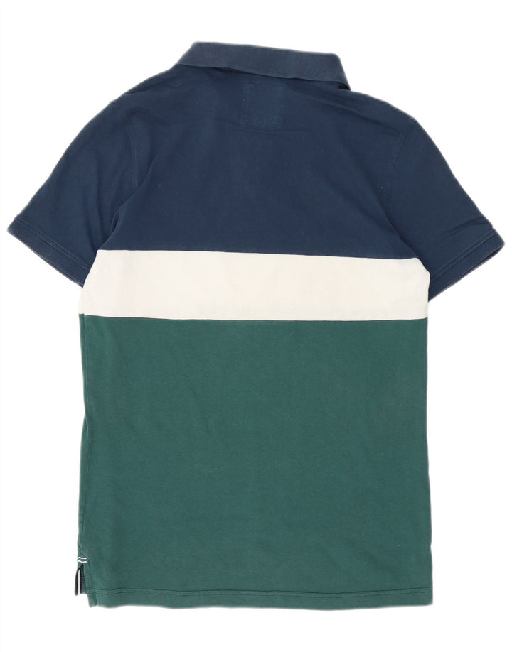 Crew Clothing Mens Polo Shirt Medium Blue Colourblock Cotton