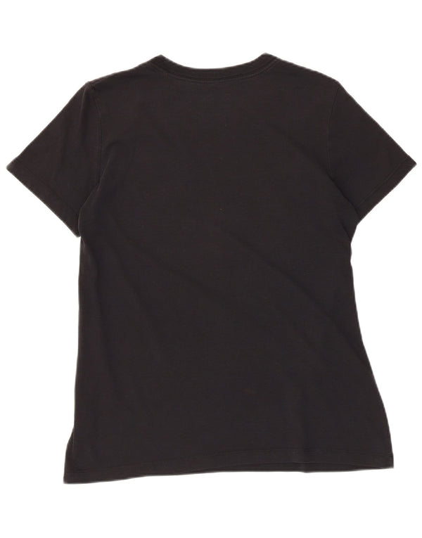 Nike Womens Dri Fit Graphic T-Shirt Top UK 10 Small Navy Blue Cotton