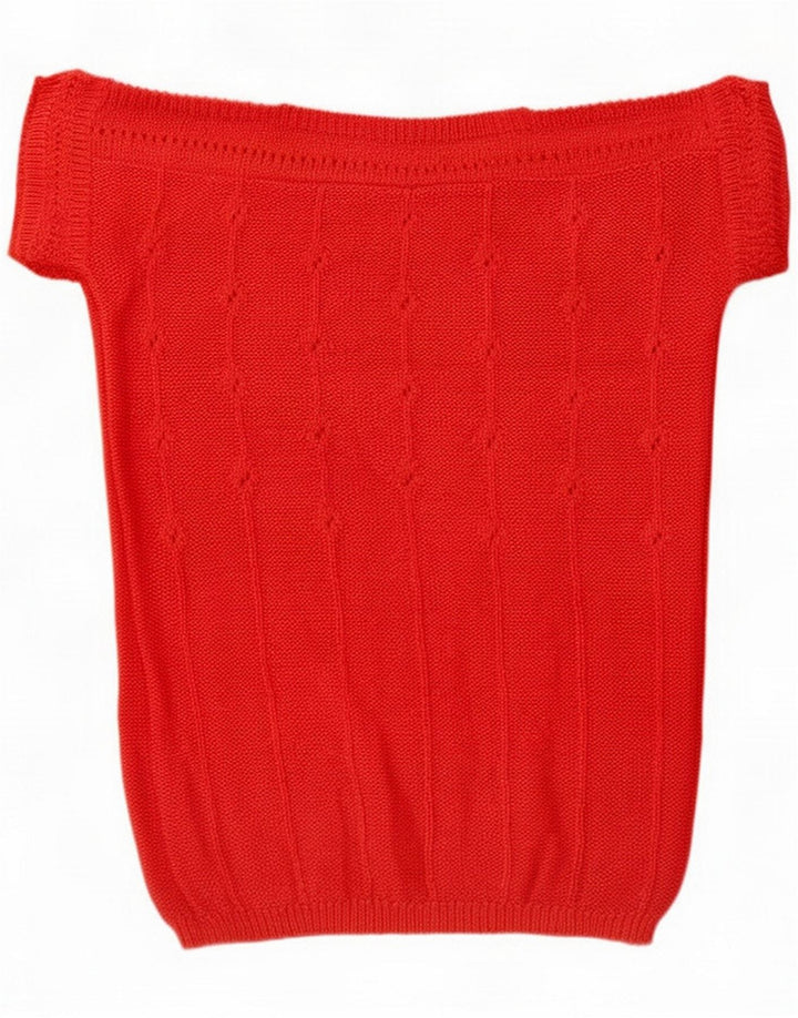 Vintage Womens Pullover Blouse Top UK 10 Small Red