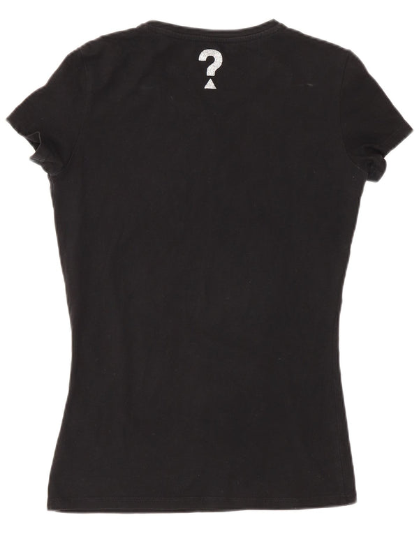 Guess Womens Graphic T-Shirt Top UK 6 XS Black Cotton