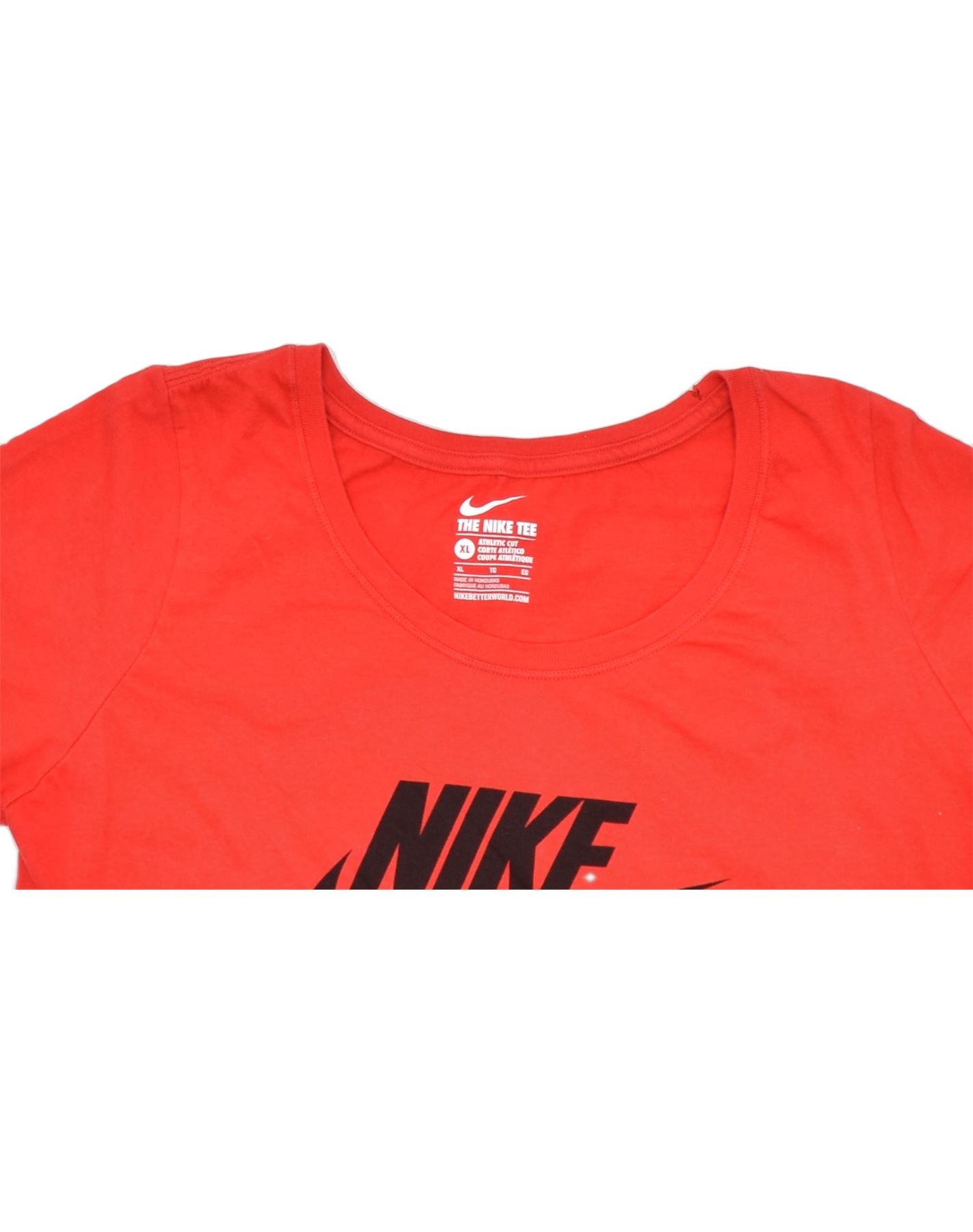 NIKE Womens Athletic Cut Graphic T-Shirt Top UK 18 XL Red Cotton, Vintage  & Second-Hand Clothing Online