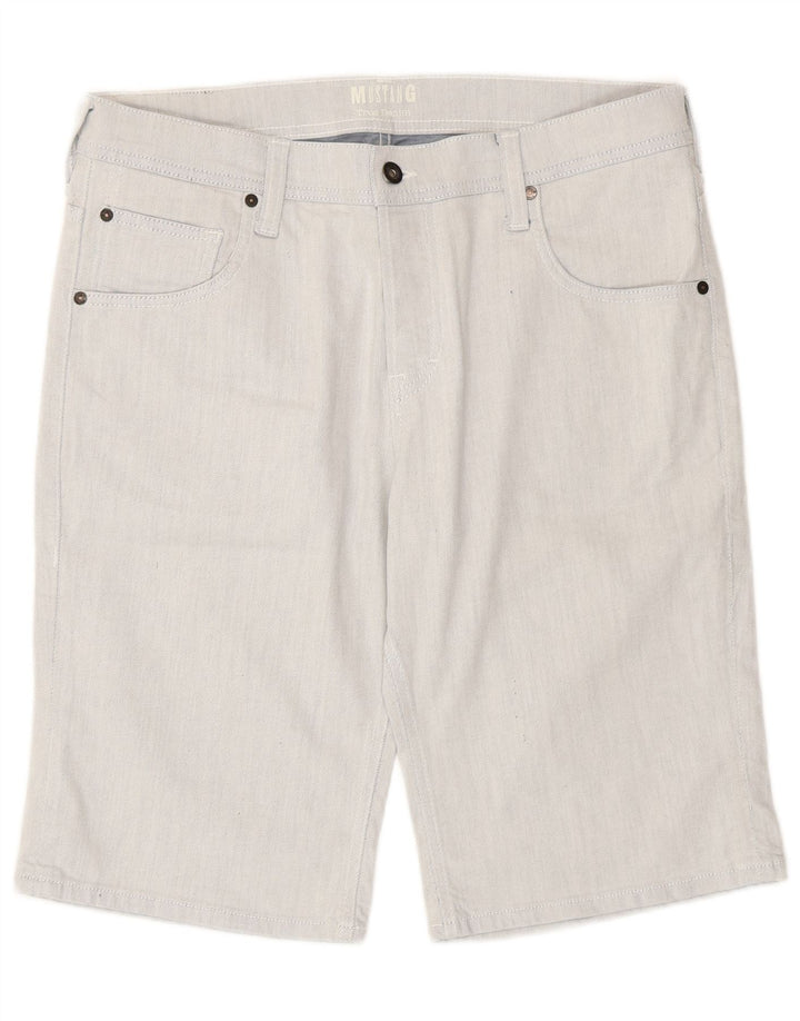 Mustang Mens Denim Shorts W35 Large Blue Striped Cotton