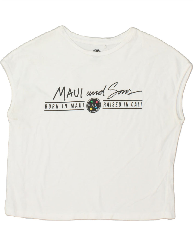 MAUI AND SONS Girls Graphic T-Shirt Top 14-15 Years White Cotton | Vintage Maui and Sons | Thrift | Second-Hand Maui and Sons | Used Clothing | Messina Hembry 