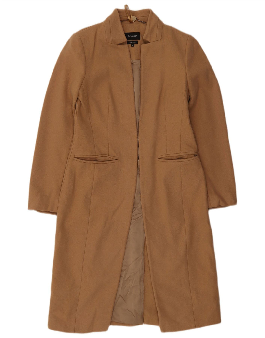 Marks & Spencer Womens Autograph Overcoat UK 8 Small Brown Wool
