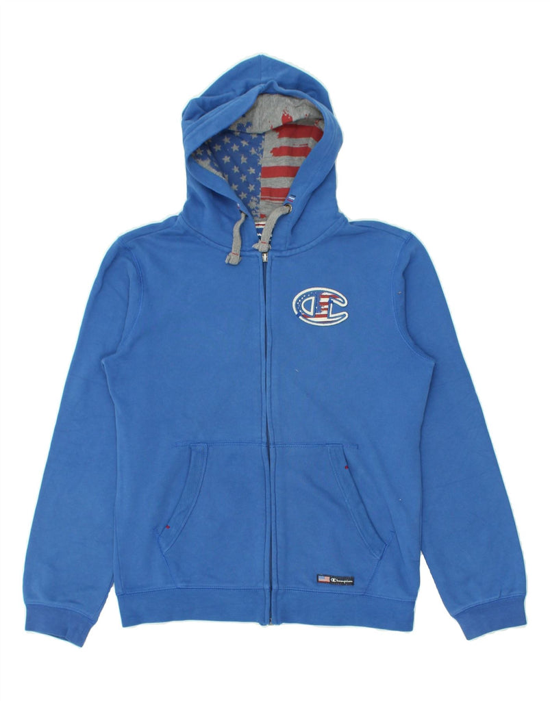 CHAMPION Boys Graphic Zip Hoodie Sweater 11-12 Years Large  Blue Cotton | Vintage Champion | Thrift | Second-Hand Champion | Used Clothing | Messina Hembry 