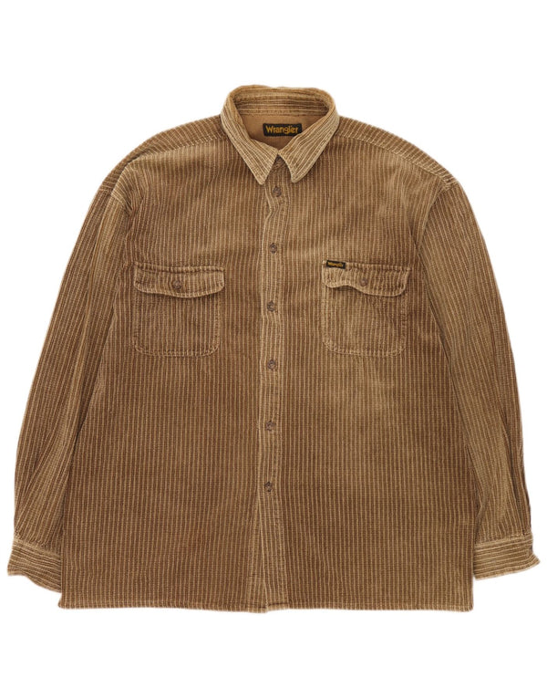 Wrangler Mens Corduroy Shirt XL Brown Cotton