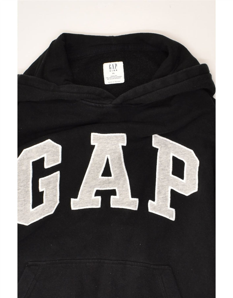 GAP Girls Graphic Hoodie Jumper 15-16 Years XL  Black Cotton | Vintage Gap | Thrift | Second-Hand Gap | Used Clothing | Messina Hembry 