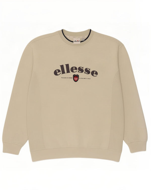 Ellesse Mens Graphic Sweatshirt Jumper UK 42/44 Large Beige