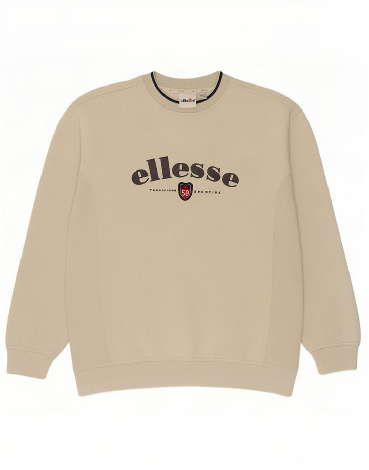 Ellesse Mens Graphic Sweatshirt Jumper UK 42/44 Large Beige