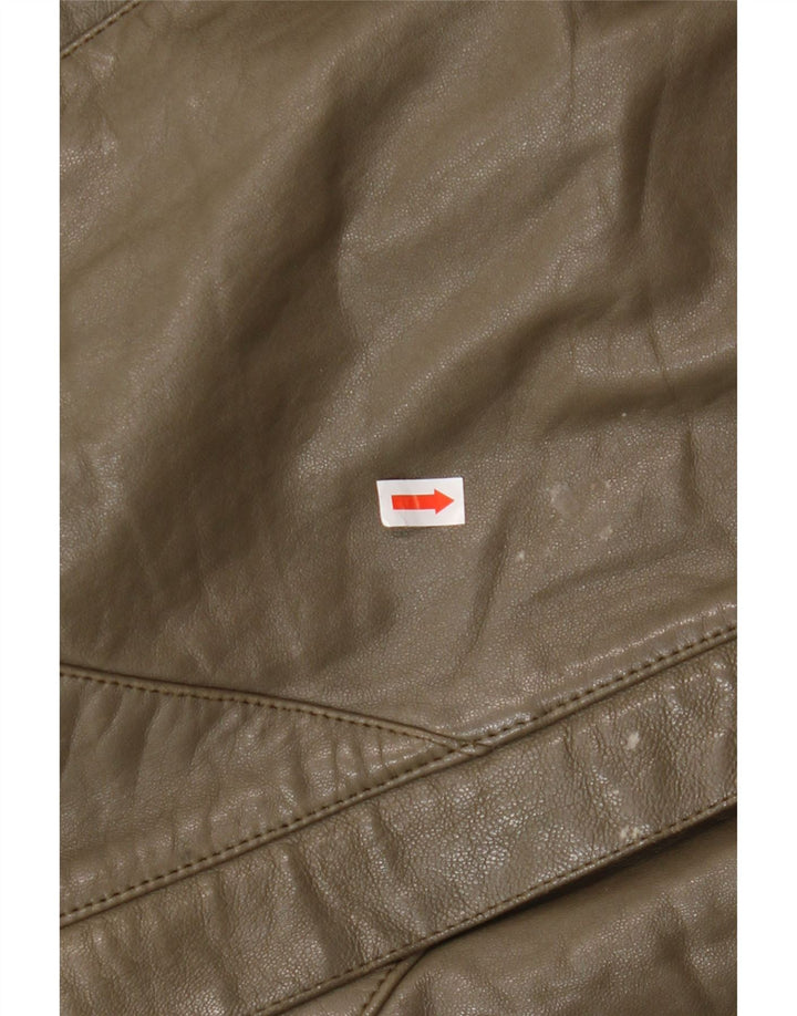 VINTAGE Mens Leather Jacket IT 56 3XL Brown Leather
