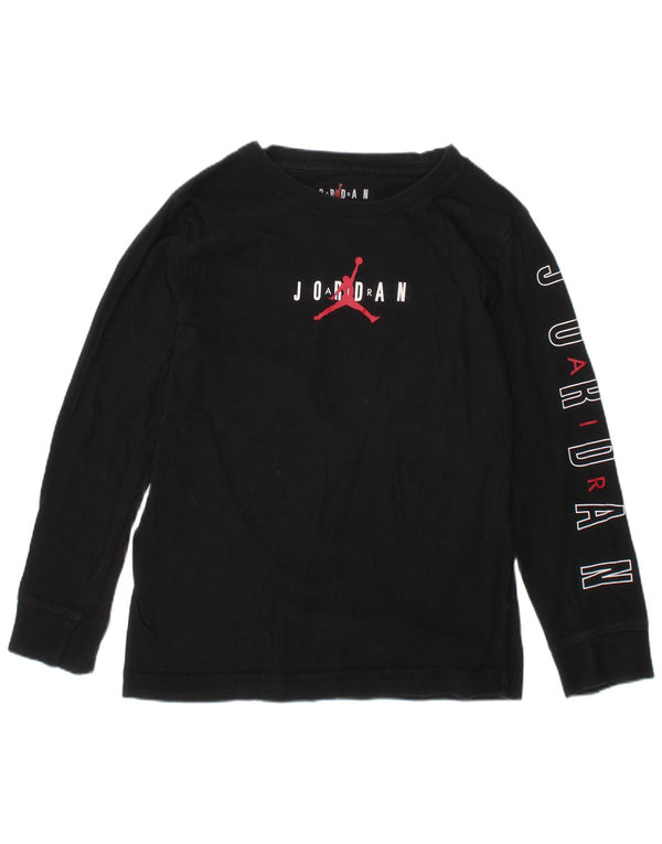 JORDAN Boys Graphic Top Long Sleeve 6-7 Years Large Black