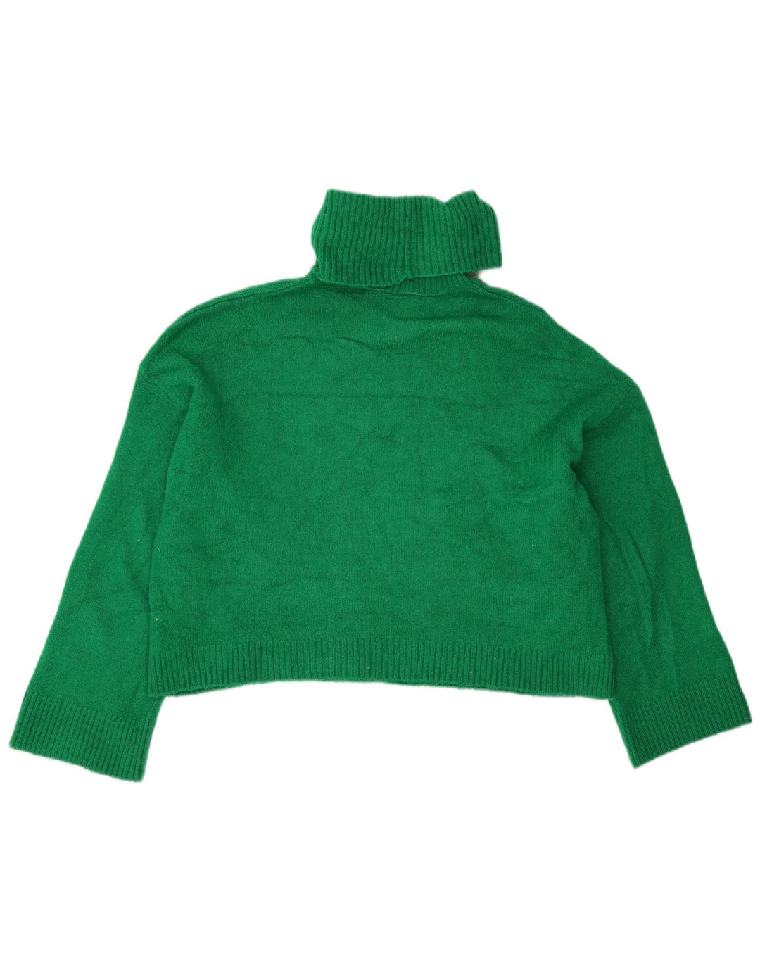 Zara Womens Crop Oversized Roll Neck Jumper Sweater UK 10 Small Green