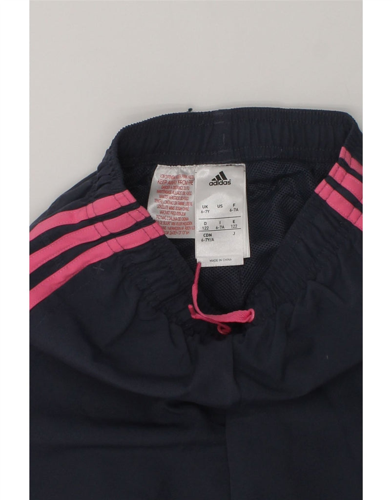 ADIDAS Girls Tracksuit Trousers 6-7 Years Navy Blue Polyester | Vintage Adidas | Thrift | Second-Hand Adidas | Used Clothing | Messina Hembry 