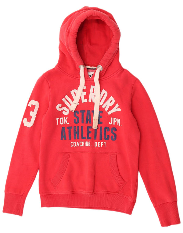 Superdry Womens Graphic Hoodie Jumper UK 10 Small Red Cotton