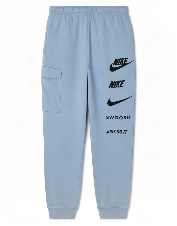 Nike Mens Swoosh Graphic Cargo Tracksuit Trousers Joggers Medium Blue