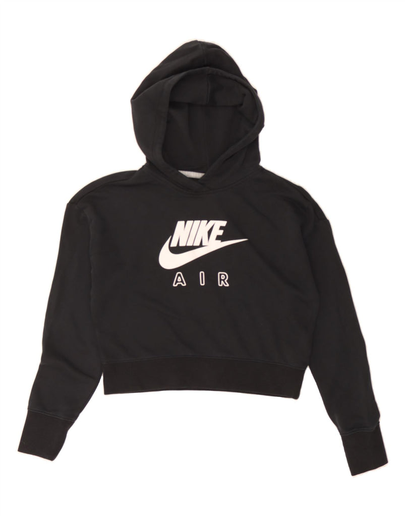 NIKE Girls Standard Crop Hoodie Jumper 12-13 Years Large  Navy Blue Vintage Nike and Second-Hand Nike from Messina Hembry 