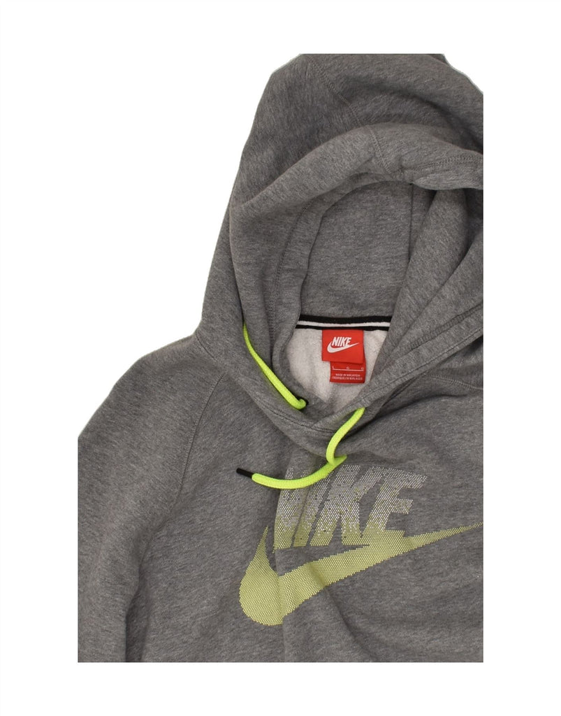 NIKE Mens Graphic Hoodie Jumper Large Grey Cotton | Vintage Nike | Thrift | Second-Hand Nike | Used Clothing | Messina Hembry 