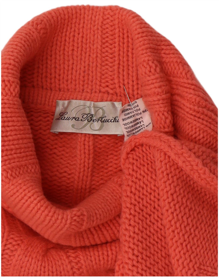 Laura Berlucchi Womens Roll Neck Jumper Sweater UK 16 Large Pink Lambswool