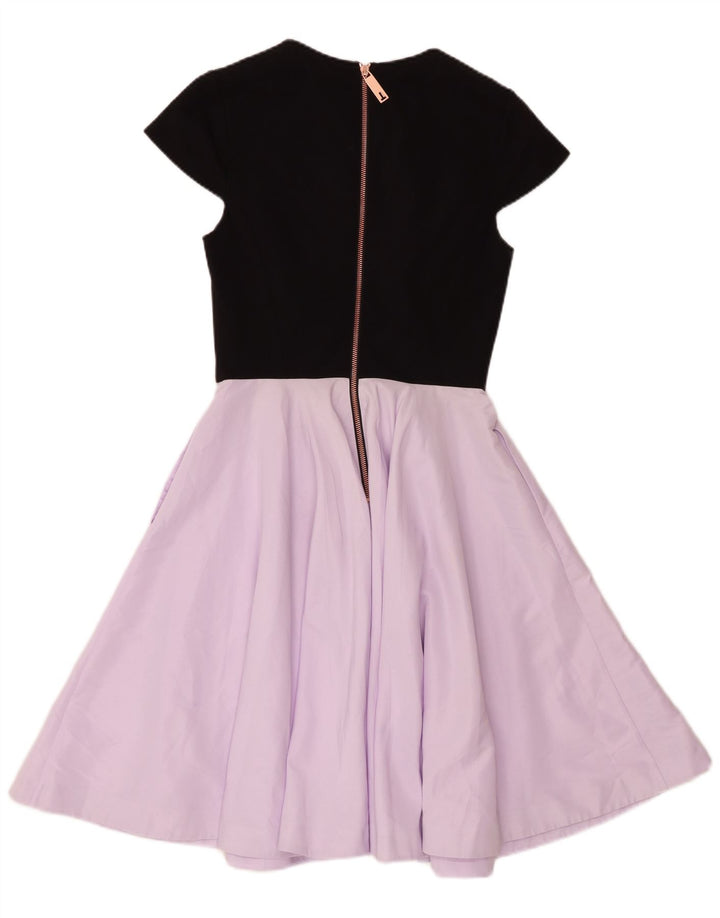 Ted Baker Womens A-Line Dress US 1 XS Black Colourblock Polyester