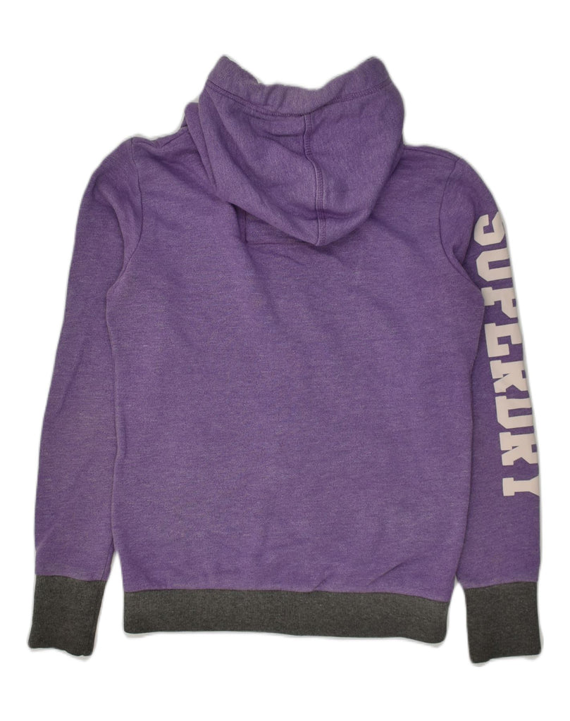 SUPERDRY Womens Big Graphic Zip Hoodie Sweater UK 10 Small Purple Cotton | Vintage Superdry | Thrift | Second-Hand Superdry | Used Clothing | Messina Hembry 