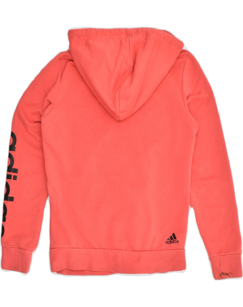 ADIDAS Womens Graphic Zip Hoodie Sweater UK 12/14 Medium Red Cotton | Vintage Adidas | Thrift | Second-Hand Adidas | Used Clothing | Messina Hembry 