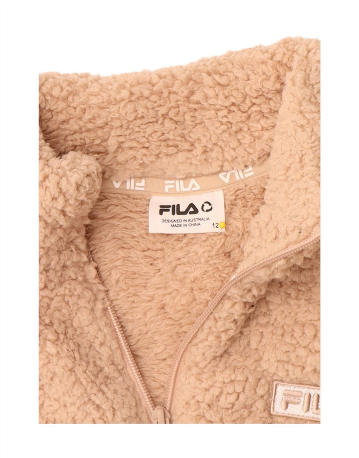 Fila Womens Fleece Jacket UK 12 Medium Beige Polyester