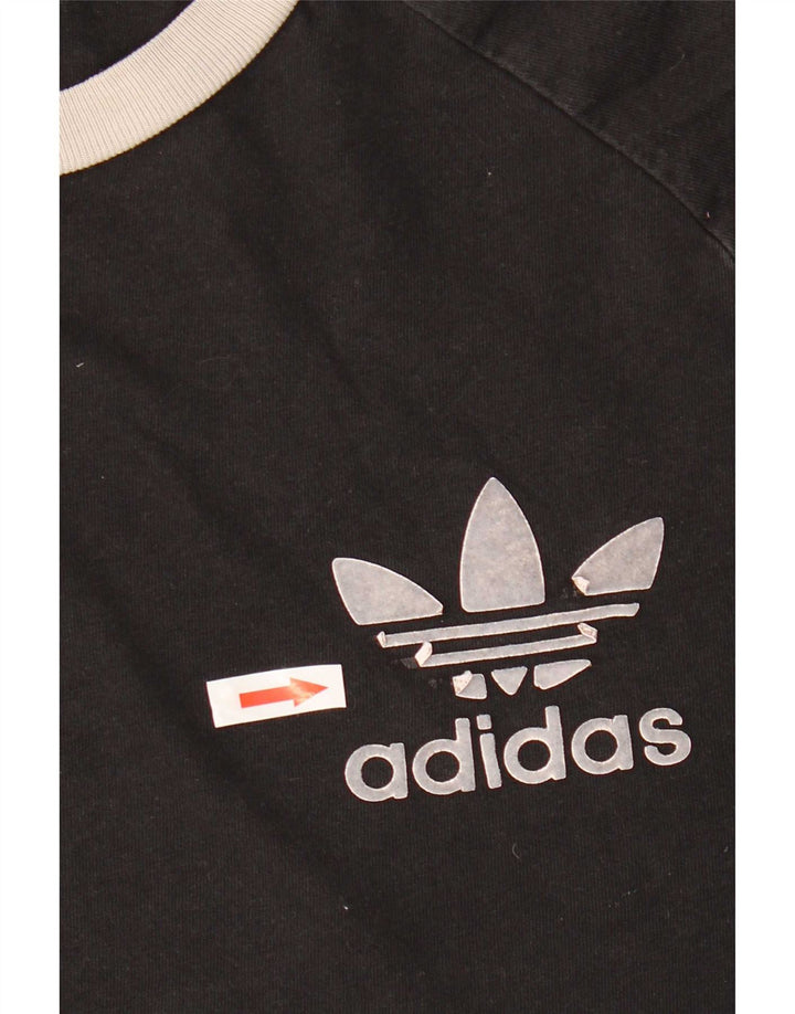 Adidas Mens T-Shirt Top Large Black Colourblock Cotton